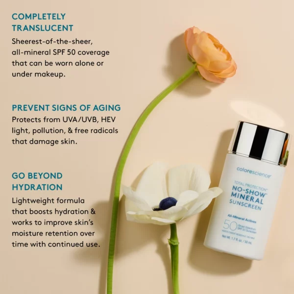 超透薄不泛白！Colorescience Total Protection No-Show SPF 50物理防曬(無色)50ml - Image 3